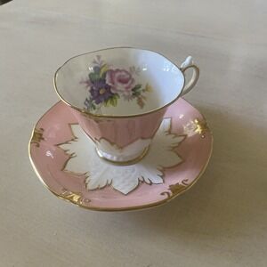 Paragon Salmon Pink Floral Tea Cup‎ with Saucer